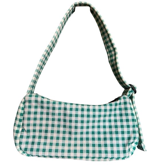 Baggu NWOT Cargo Shoulder Bag In Gingham Green White - Picture 8 of 11